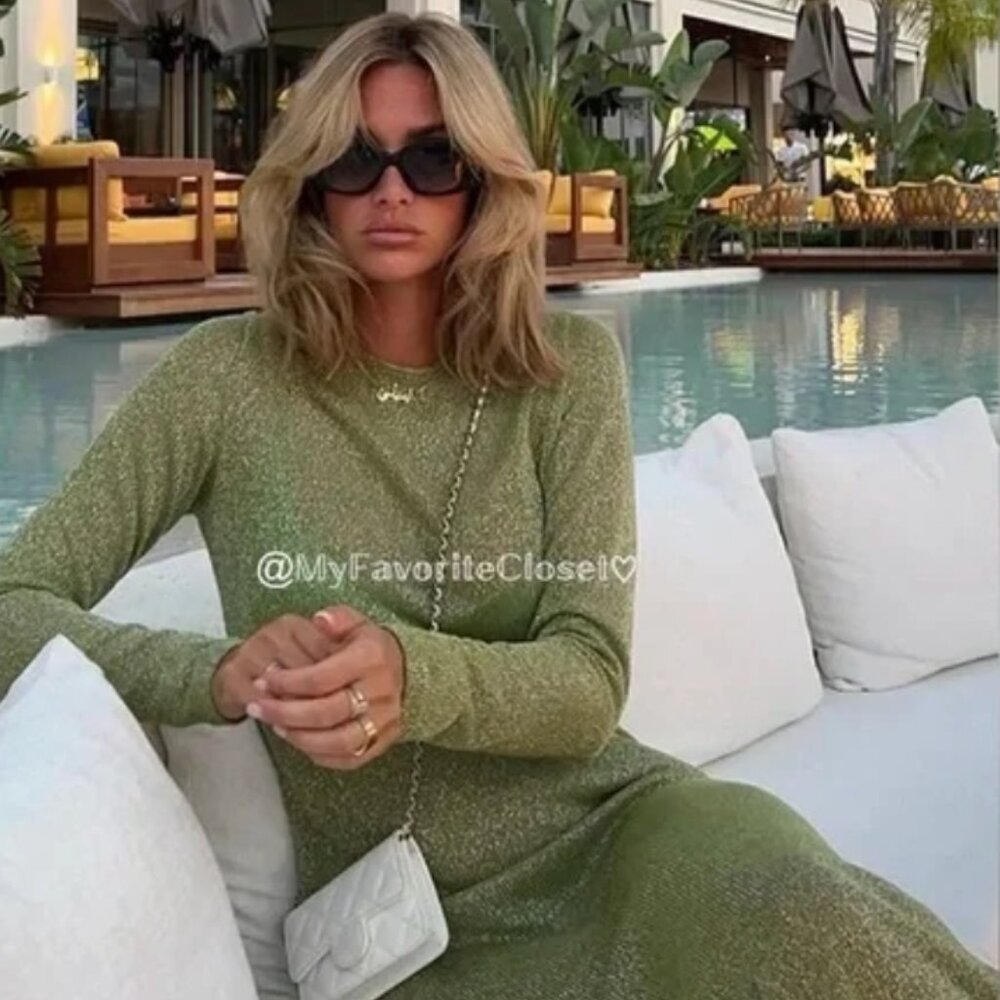 Zara Green Metallic Dress - Blogger Fave!